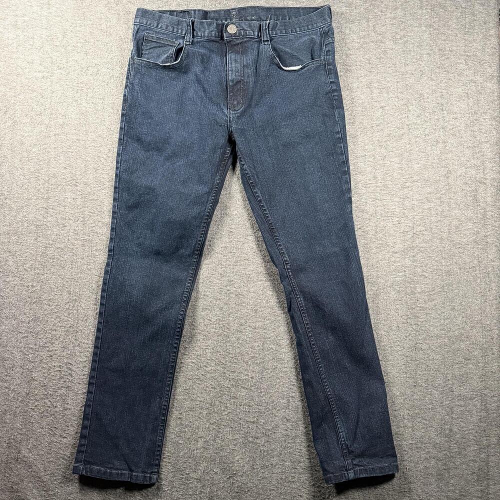 Premium Denim Jeans Womens 30 Dark Wash Slim Tapered Embroidered Pockets